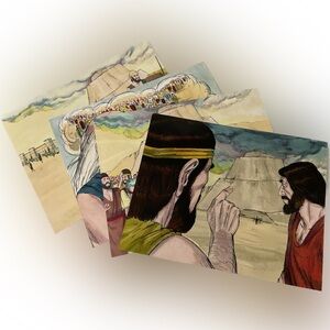 Old Testament (appears to be Tower of Babel) Bible Story Illustrations